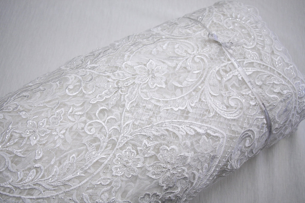 buy beaded lace fabric online