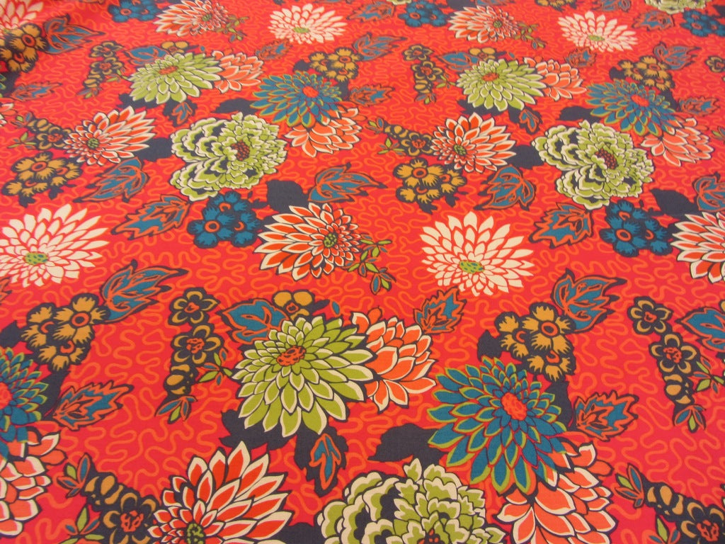 Liberty - Meandering Chrysanthemums Red Tana Lawn – Tessuti Fabrics ...