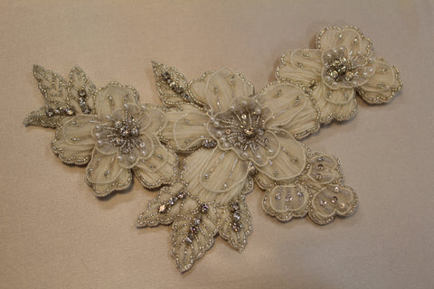 Ivory/Silver Applique Motif - Sold Out - Tessuti Fabrics - Online ...