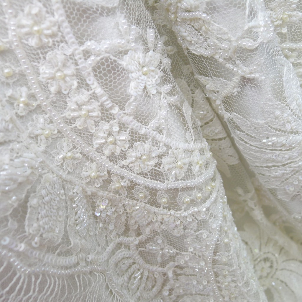 Chantilly Beaded Ivory – Tessuti Fabrics - Online Fabric Store