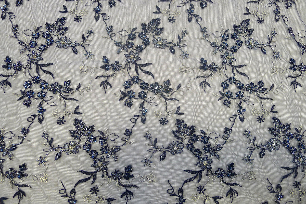 Navy Silver Embroidered Tulle – Tessuti Fabrics - Online Fabric Store