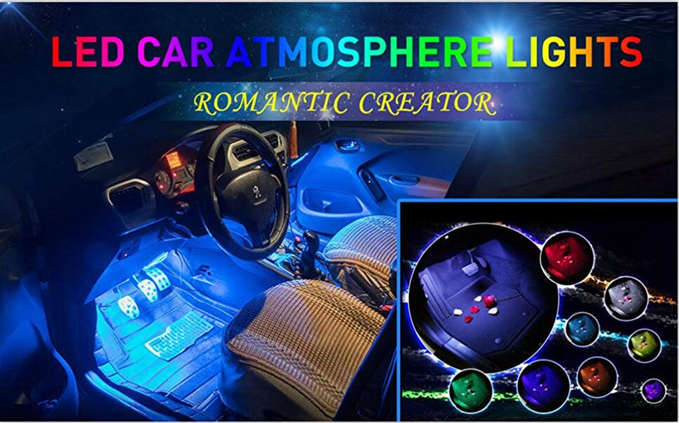 Car Led Strip Light 4pcs 48 Led Multicolor Music Car