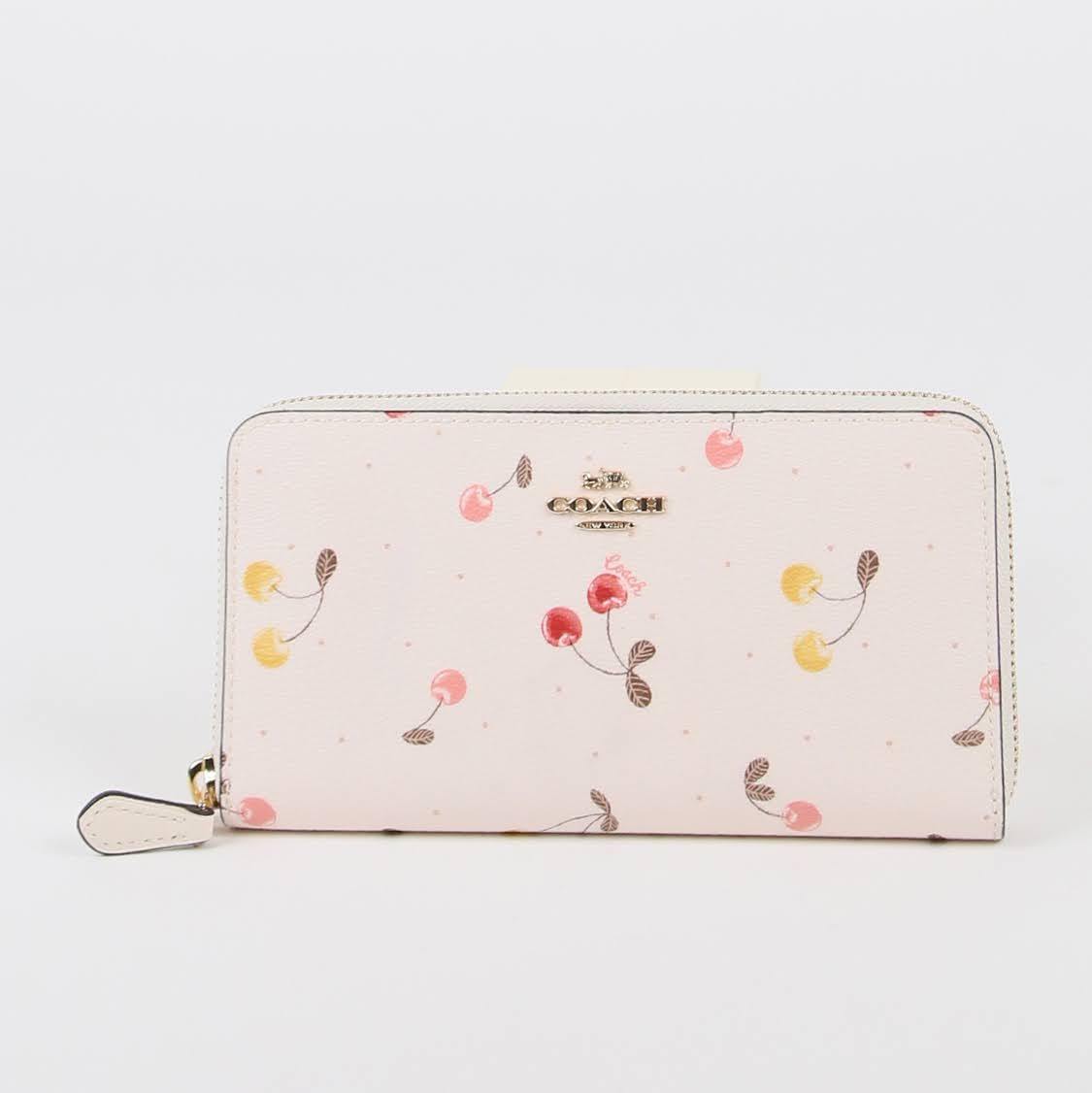 accordion zip wallet with painted cherry print