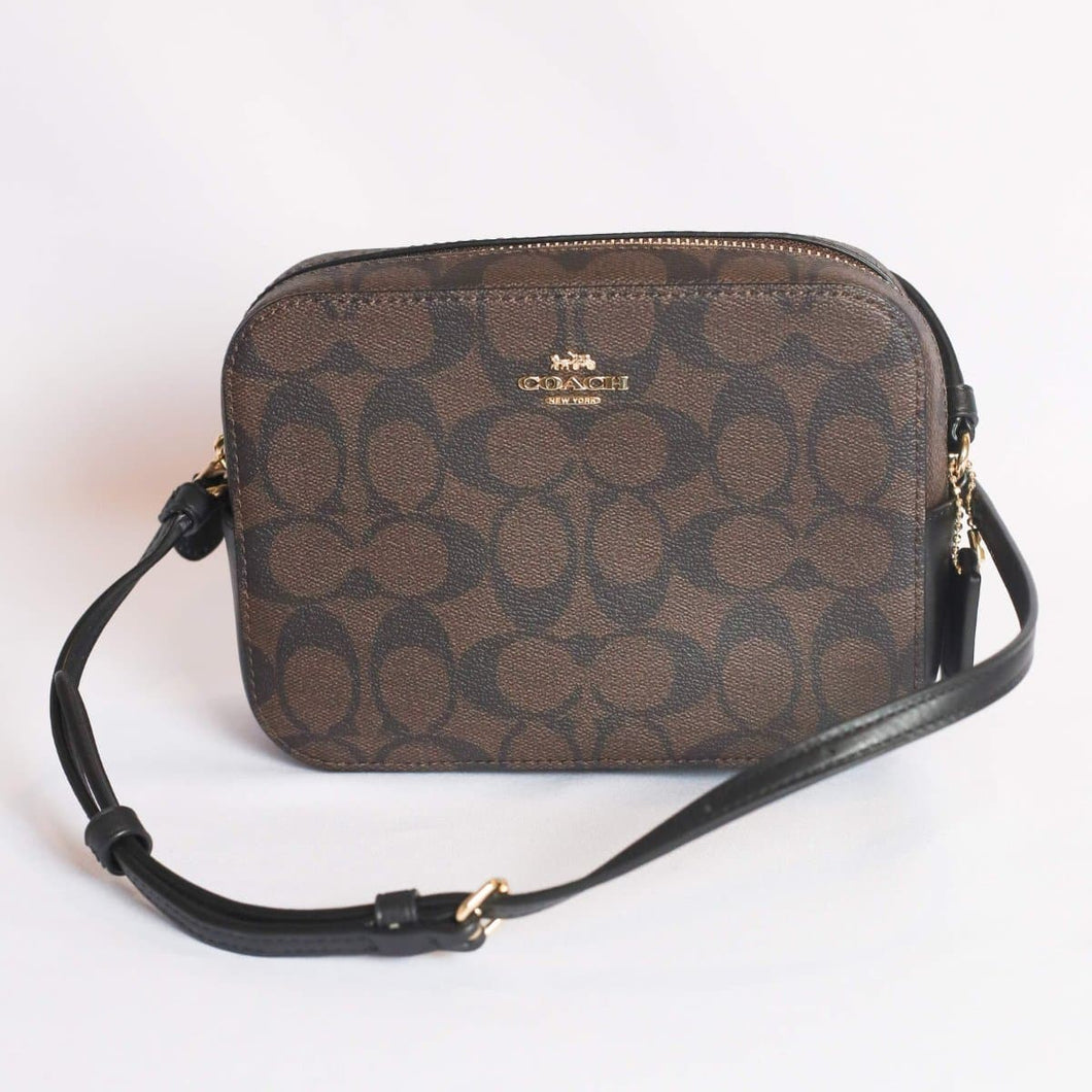 Coach Signature Mini Camera Crossbody Bag 91677 In Brown Black – Fashrevo