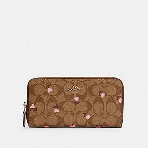 accordion zip wallet with heart floral print