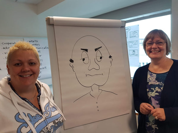 Participants learn to draw cartoon faces with varied expressions