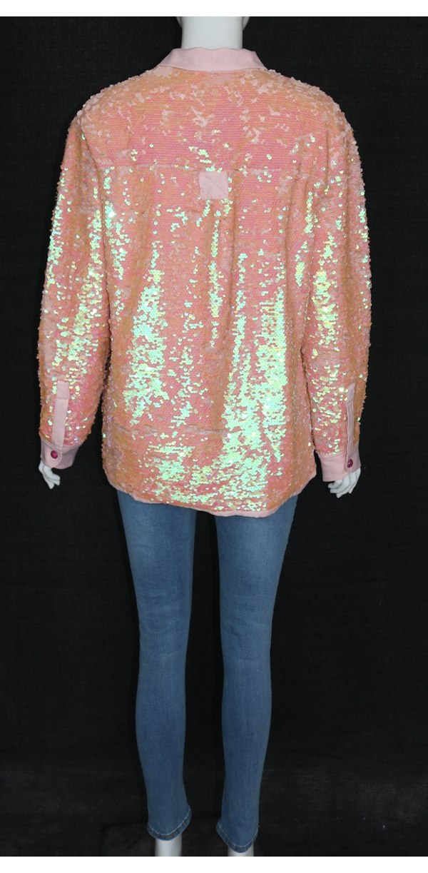 pink sequin long sleeve top