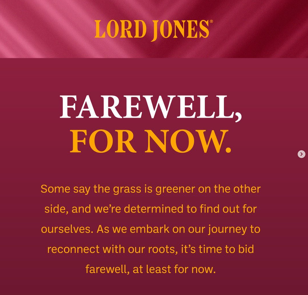 Lord Jones Farewell from the US Market