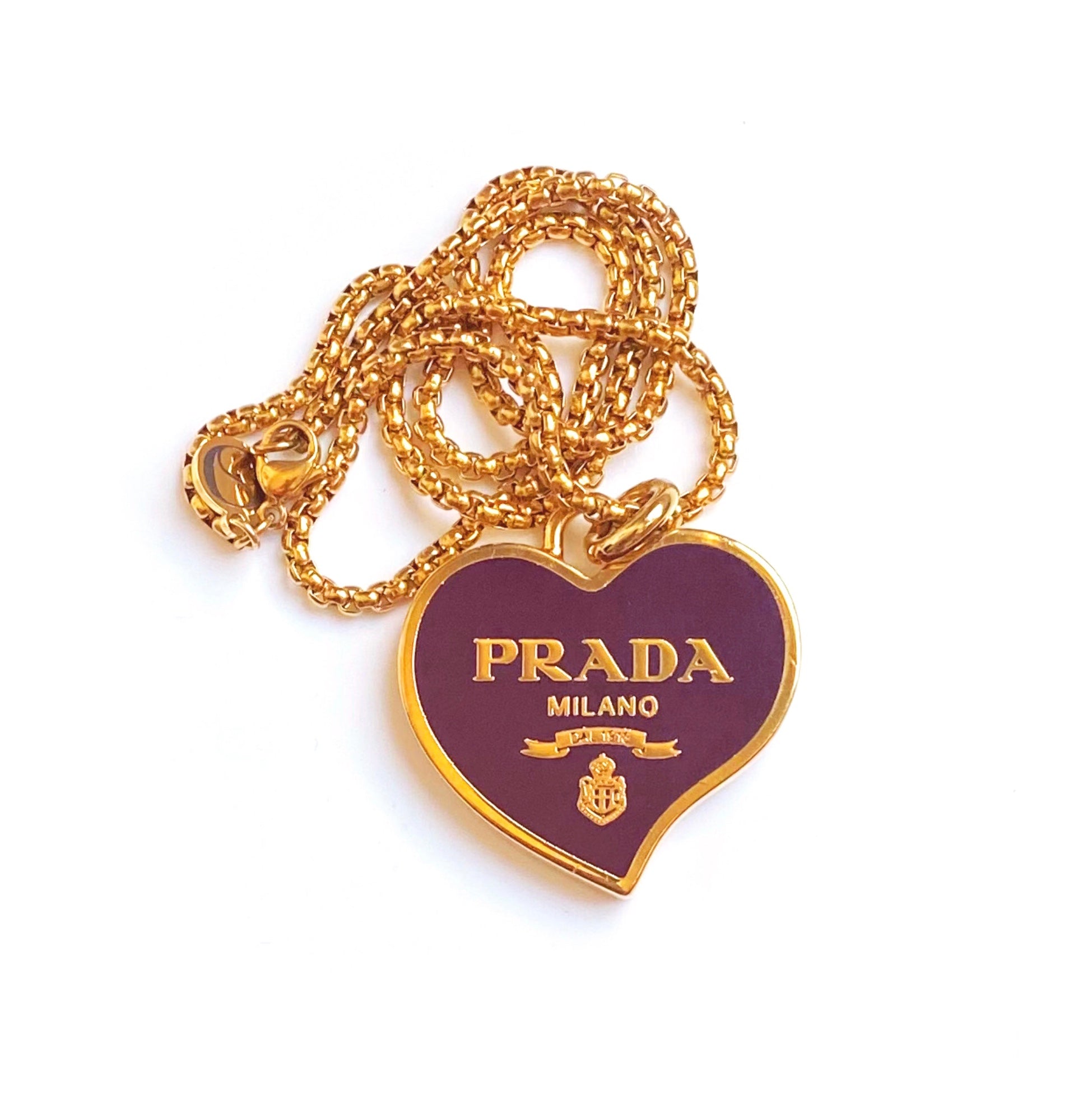 Limited Edition XL Vintage Prada Maroon Heart Charm Necklace – Old Soul  Vintage Jewelry