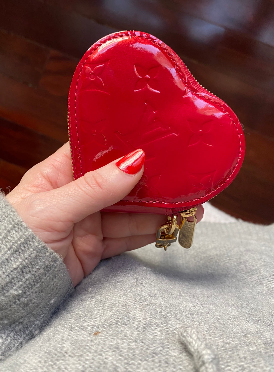 Louis Vuitton Red Pomme D'Amour Monogram Vernis Heart Coin Purse