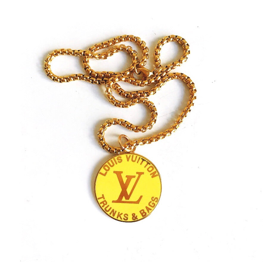 Large Vintage Blue and Gold Repurposed Louis Vuitton Charm