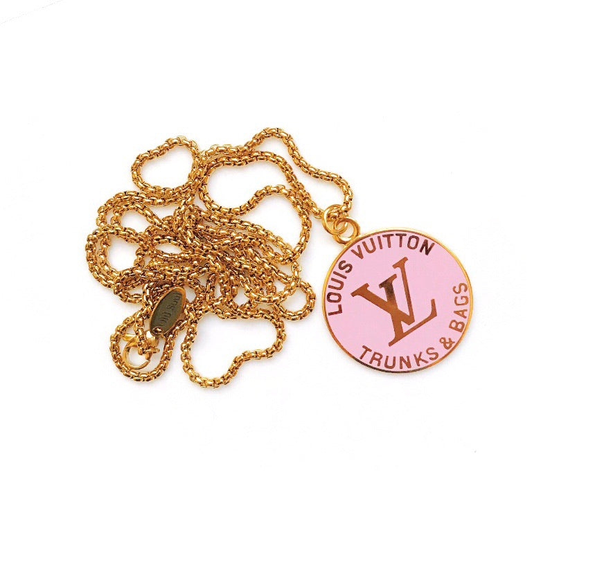 Large Yellow and Gold Designer Louis Vuitton Charm Necklace – Old