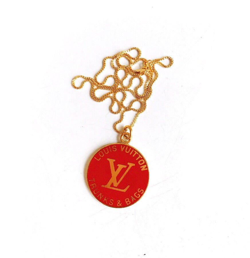 Large Vintage Blue and Gold Repurposed Louis Vuitton Charm