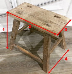 Size guide antique large rustic stool