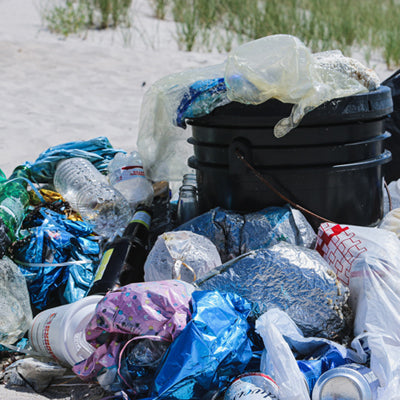 Plastic Pollution on a Beach