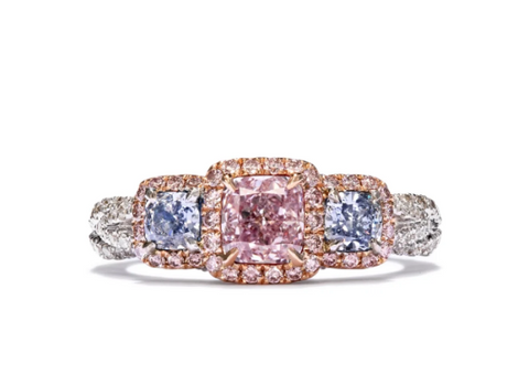 pink and blue diamond ring