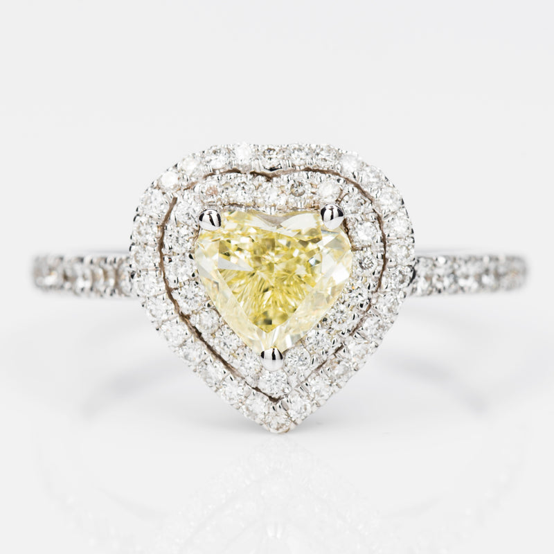 double halo ring yellow diamond