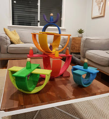 Grimm's large Rainbow and Building Boards with Grapat Nins Little Toy Tribe