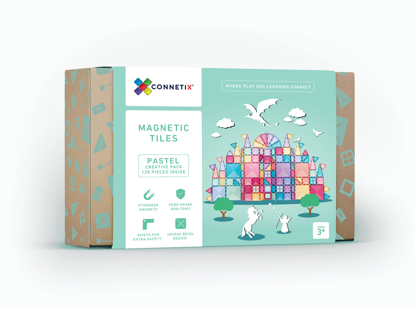 Connetix Tiles 202 Piece Pastel Mega Pack, Educational Magnetic Building  Set with Large Hexagons and Squares, Regular Geometric Tiles, Door and  Window