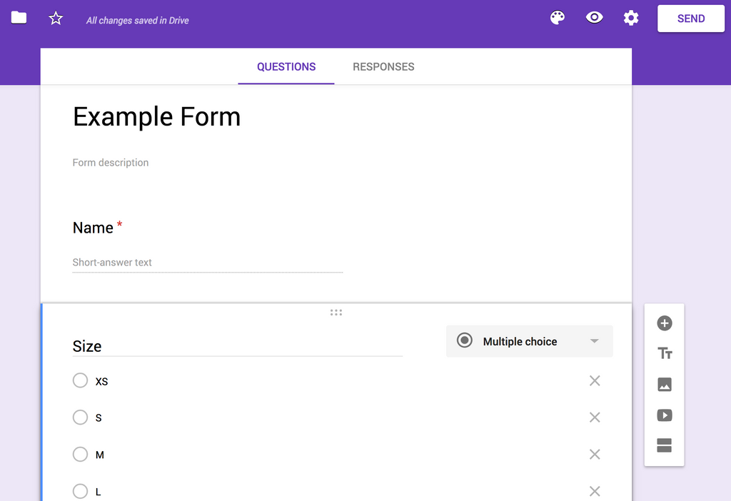 T-Shirt Sizes with Google Forms