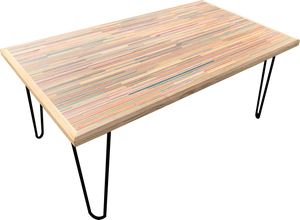 Recycled Skateboards Red Oak Steel Coffee Table Barousse Works