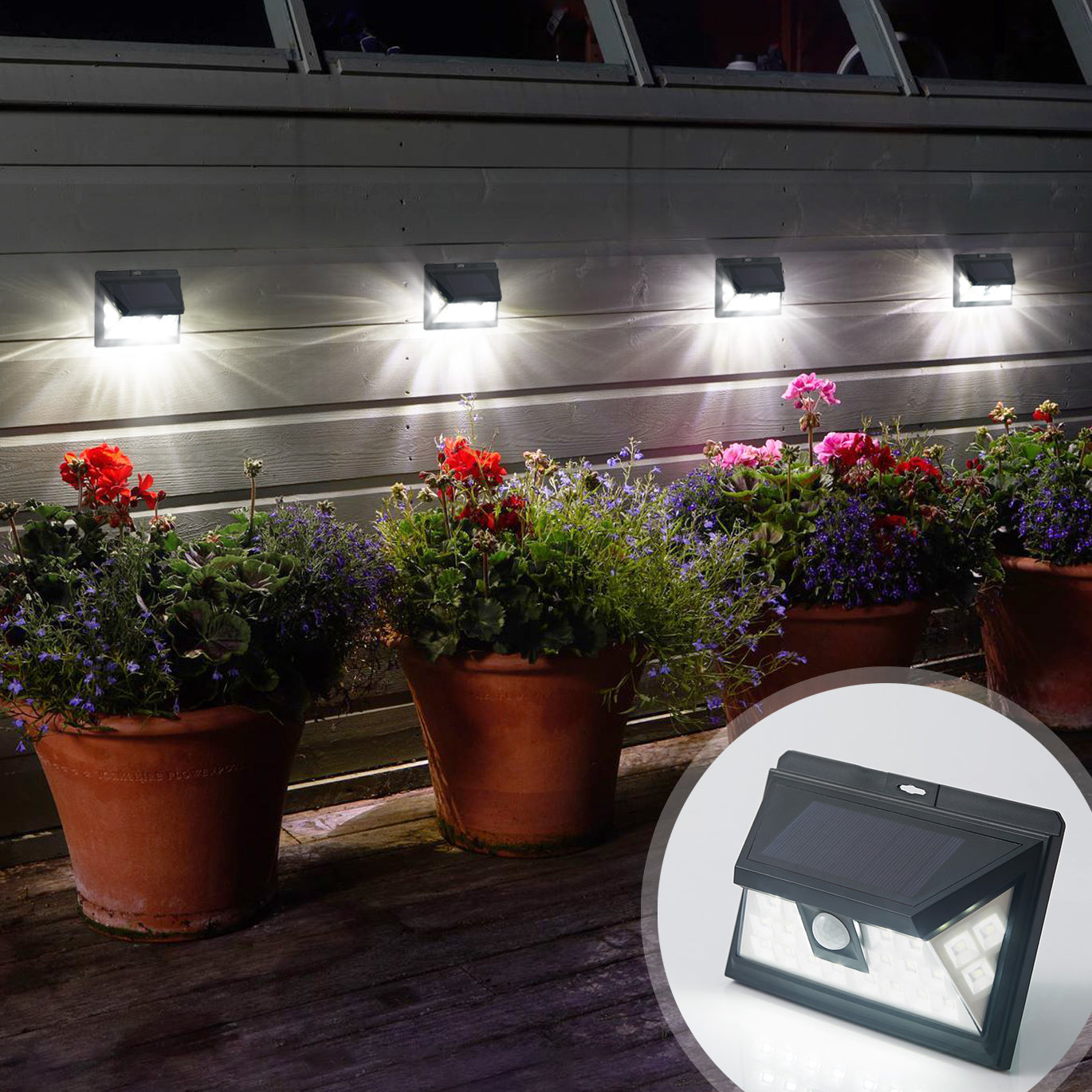 Wide Angle Solar-Powered Motion Sensor Security Light