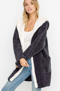 grey hooded cardigan