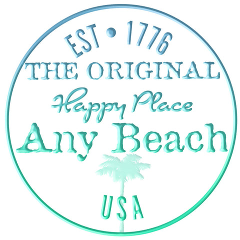 Any Beach is my happy place hoodie gulf blue logo