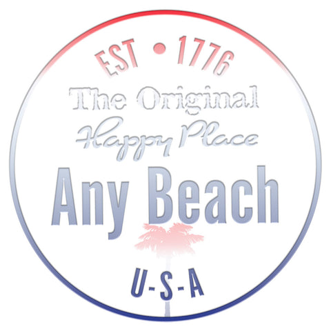 USA 1776 Any Beach is my happy place logo