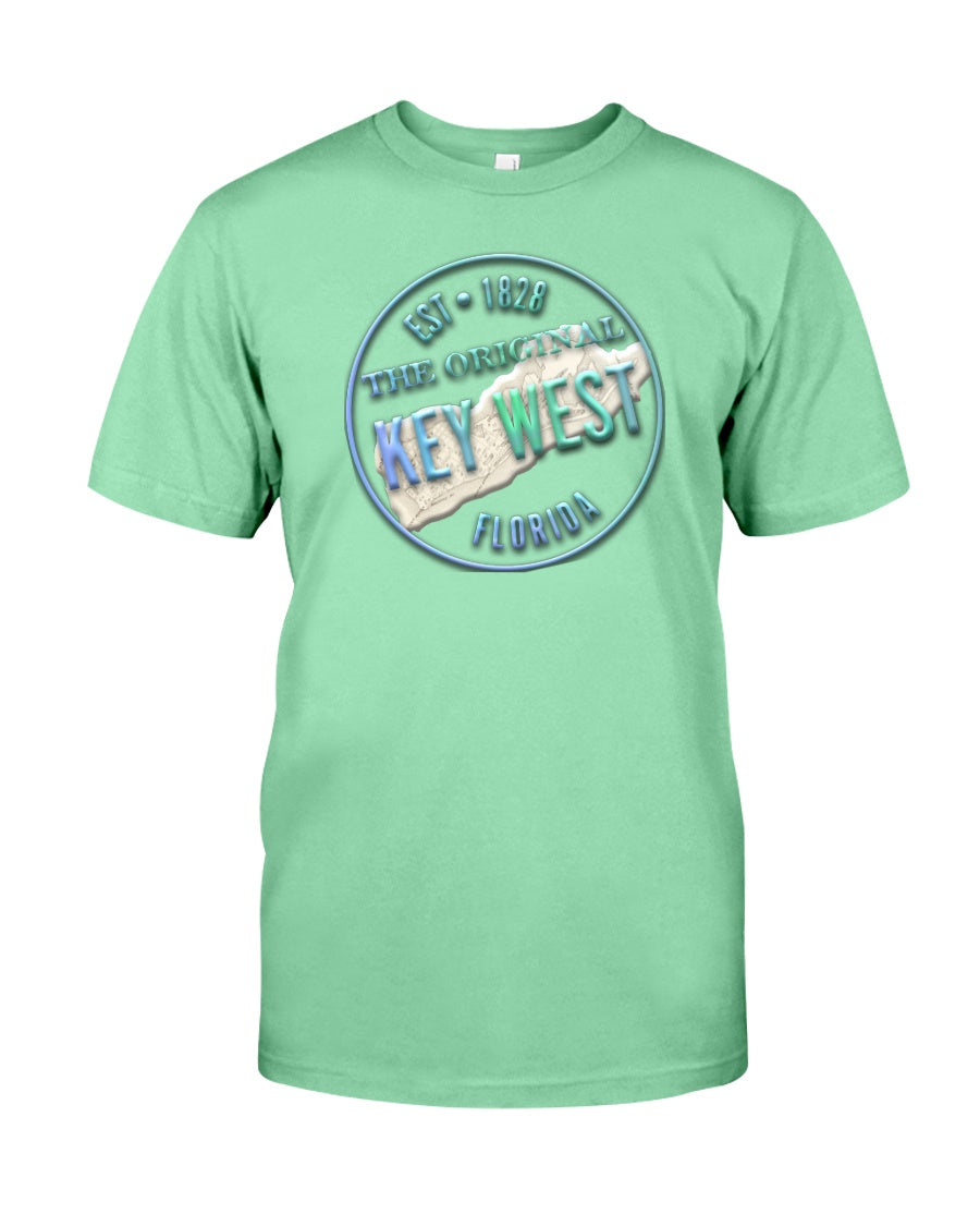 Premium Ringspun Key West Vintage 1828 Map Tee Shirt