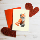 Valentine's day card, hello i love you, carte st-valentin, allo je t'aime, amélie legault, renard, renard au téléphone, fox