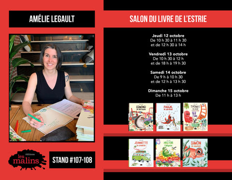 Amélie Legault horaire de Dédicaces au Salon du livre de l'Estrie 2023