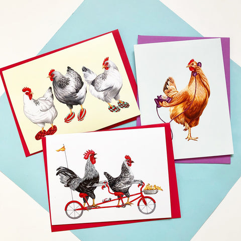 Chicken card, easter card, amelie legault, carte de pâques, carte de poule, 