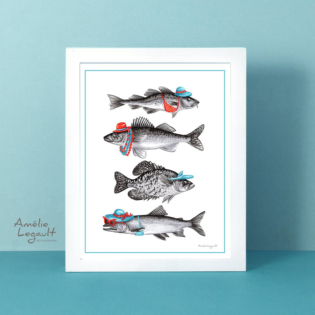 Poster illustration of fish Drawings 