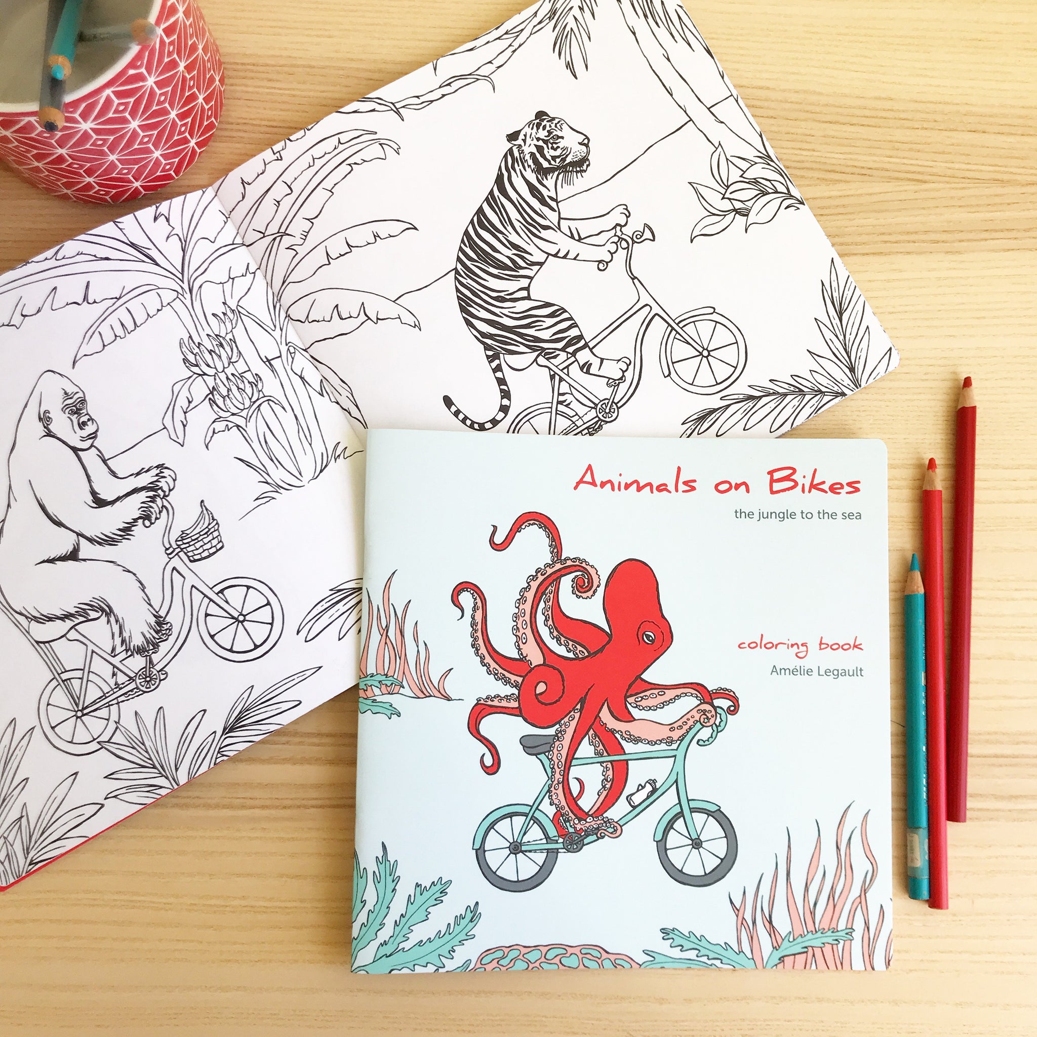 Download Coloring Book Animals On Bikes The Jungle To The Sea Colouring Book Amelielegault