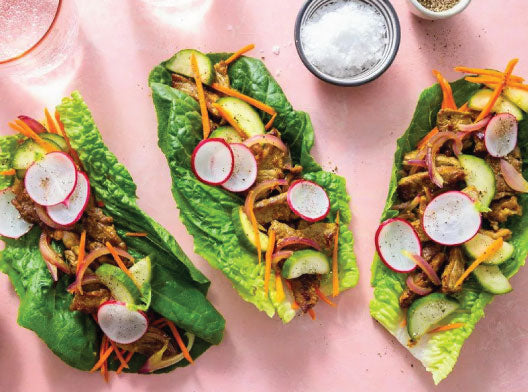 Sambal Angus Strip Steak Lettuce Wraps with Pickled Vegetables