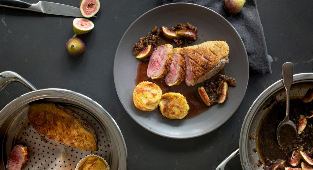 grilled-Duck-with-figs-and-shallots