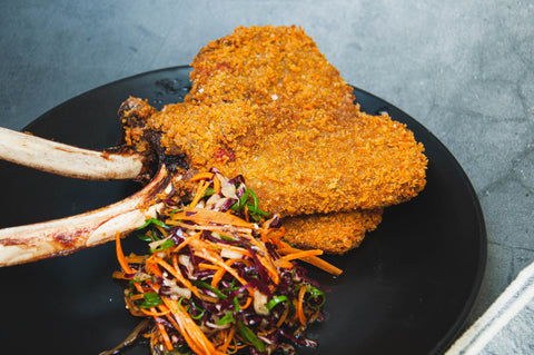 Elk Rib Chop Tonkatsu and Asian Slaw