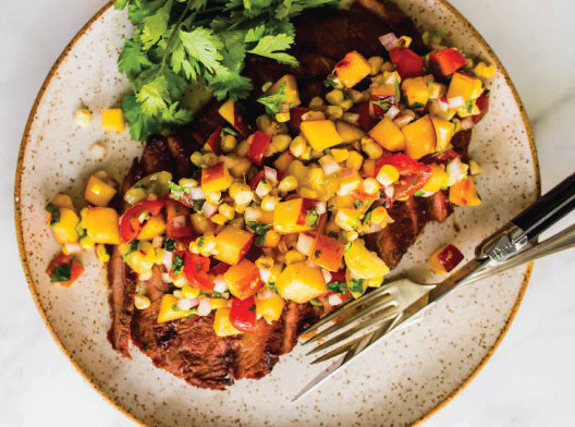 Fennel Crusted Bison Sirloin Steaks with Stone Fruit Salsa