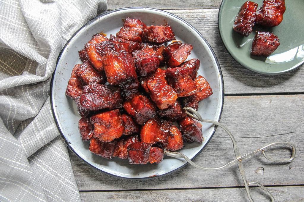 Pork Belly Burnt Ends with Moppin BBQ Sauce