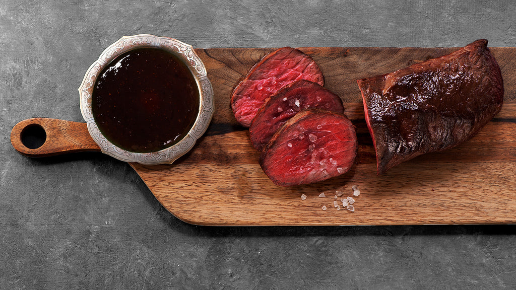 Roasted Elk Striploin with Red Wine Demi-glace