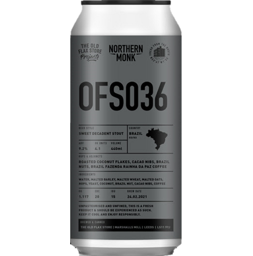 Northern Monk OFS036 Sweet Decadent Imperial Stout w Coconut, Cacao & Coffee 440ml (9.2%) - Indiebeer