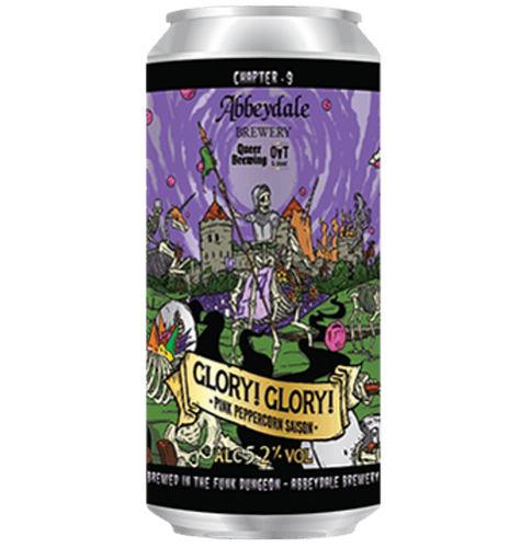 Abbeydale x Out And About x Queer Brewing Collab - Glory, Glory! Pink Peppercorn Saison 440ml (5.2%) - Indiebeer