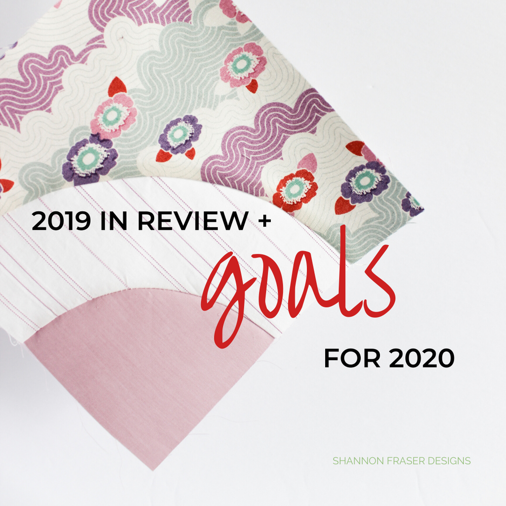 Drunkard's Path quilt block in mauve and cream | 2019 in Review + Goals for 2020 | Shannon Fraser Designs