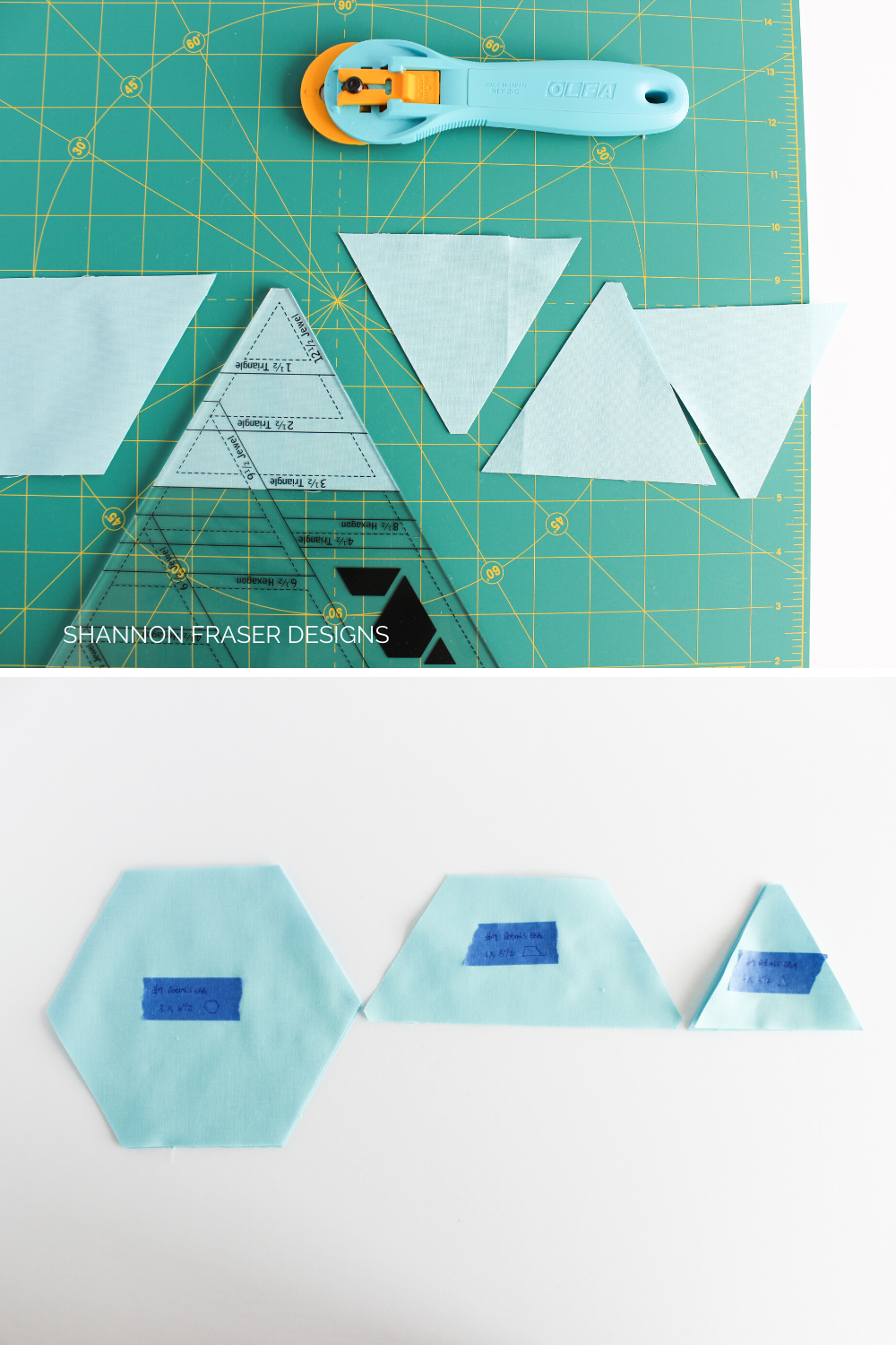 Cutting triangles, hexies and half hexies using the Hex 'n More ruler