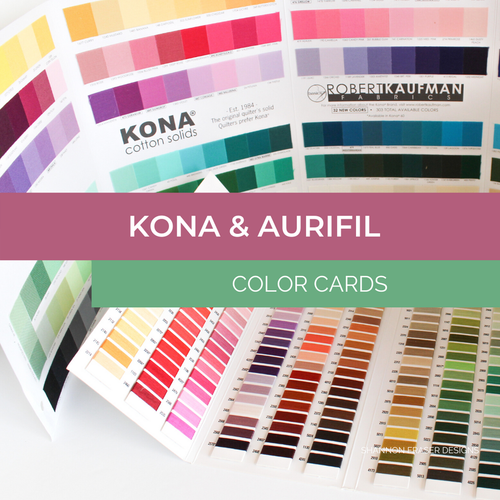 Kona Cotton & Aurifil Colour Charts – Shannon Fraser Designs