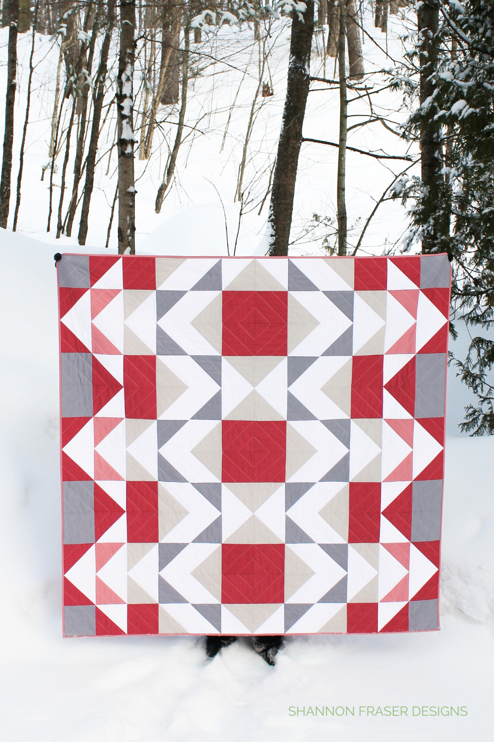 Modern Aztec Quilt - mod-rose version in the winter wild | Modern Quilt Pattern | 2019 in Review + 2020 Goals | Shannon Fraser Designs #modernquiltpattern