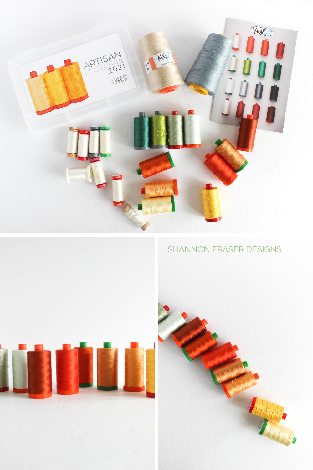 Round-up of all the thread goodies included in this year's Aurifil Artisan Collection 2021 | Shannon Fraser Designs #quiltingnotions #thread
