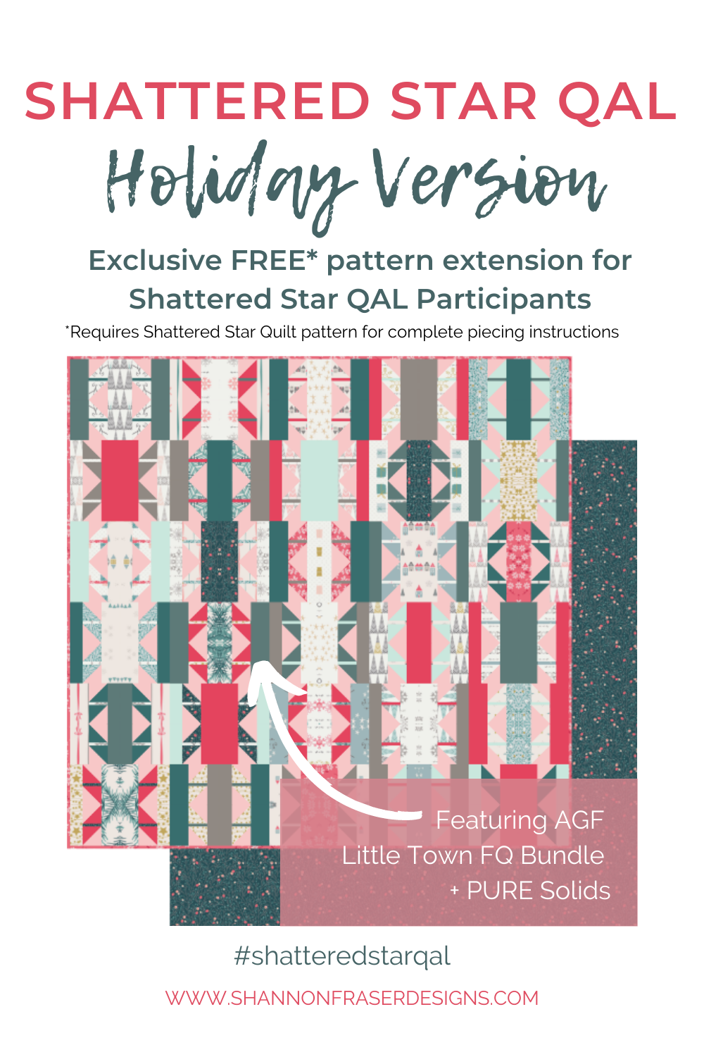 Holiday version of the Shattered Star quilt pattern I'm using for the Quilt Along and it's a FREE pattern extension to newsletter subscribers! | Shannon Fraser Designs #holidayquilt