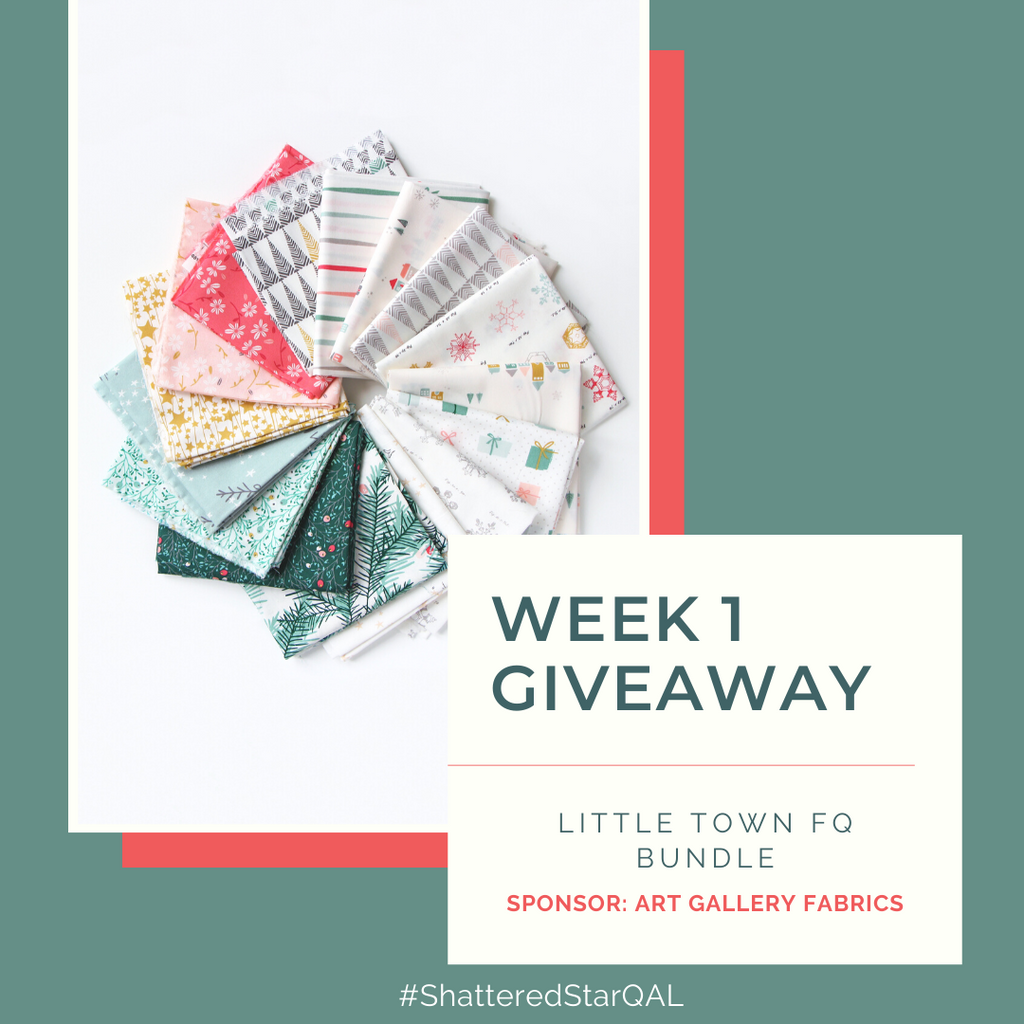 Shattered Star QAL Week 1 Giveaway: FQ Bundle of Little Town by Amy Sinibaldi for Art Gallery Fabrics | Shattered Star QAL | Shannon Fraser Designs #fatquarterbundle